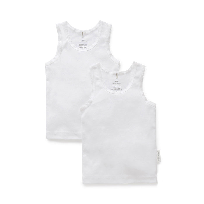 Rib Singlet White (Pack of 2)