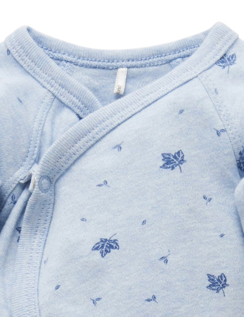 Premi Crossover Long Sleeve Growsuit in Pale Blue Leaf