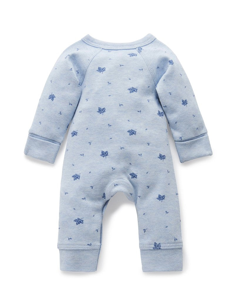Premi Crossover Long Sleeve Growsuit in Pale Blue Leaf