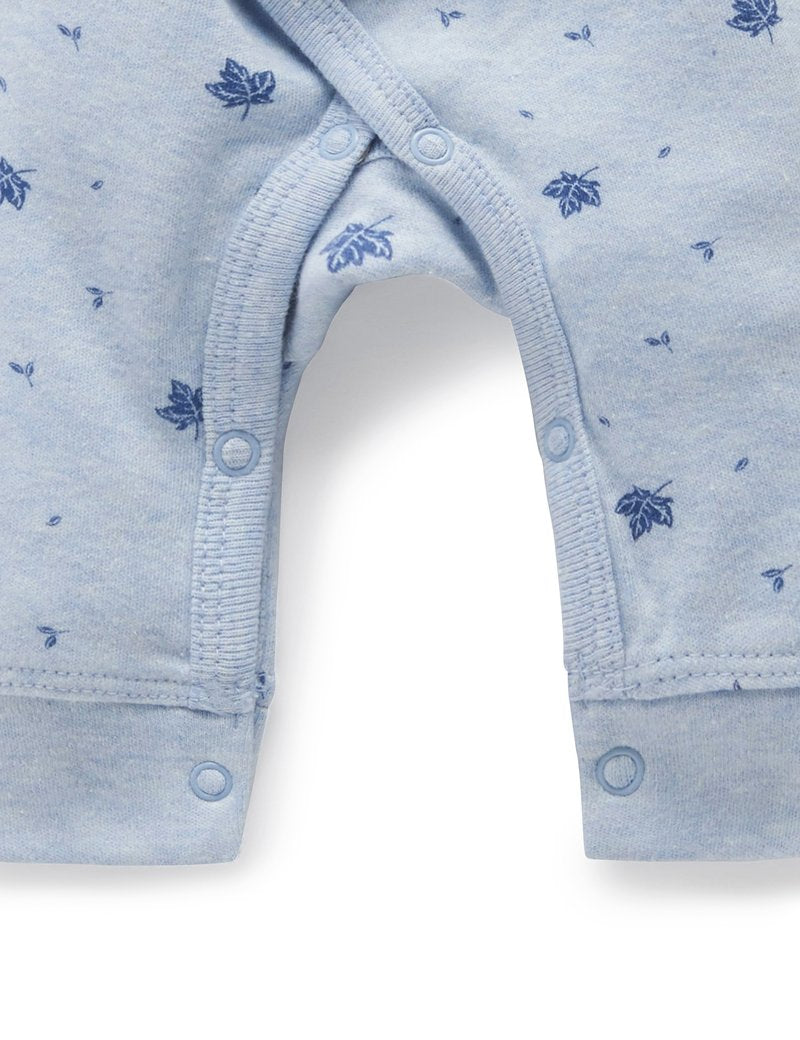 Premi Crossover Long Sleeve Growsuit in Pale Blue Leaf