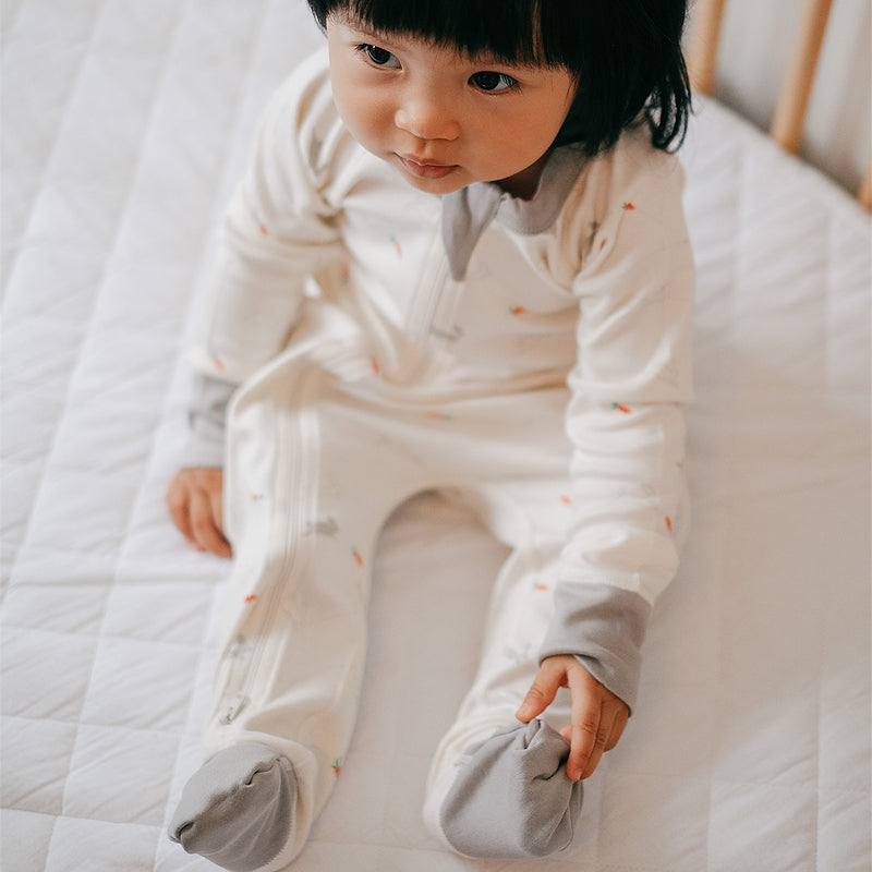 sapling bunny zip romper organic cotton baby romper
