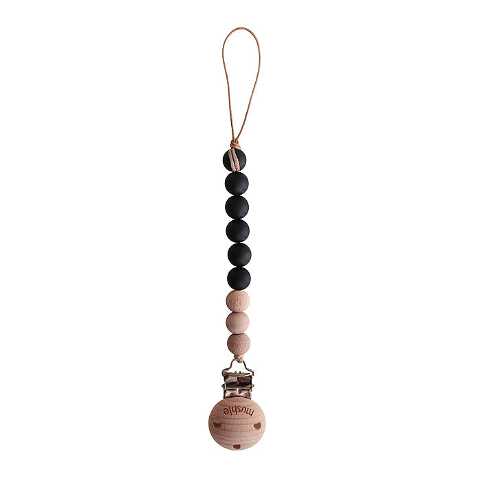 mushie baby pacifier clip black