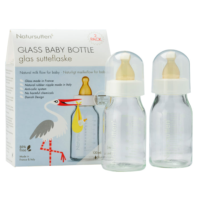 Natursutten Anti-Colic Baby Bottle in Glass 110ML (2-Pack)