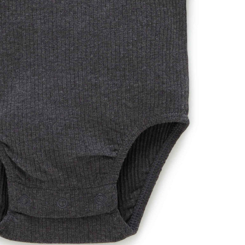 Charcoal Rib Short Sleeve Bodysuit