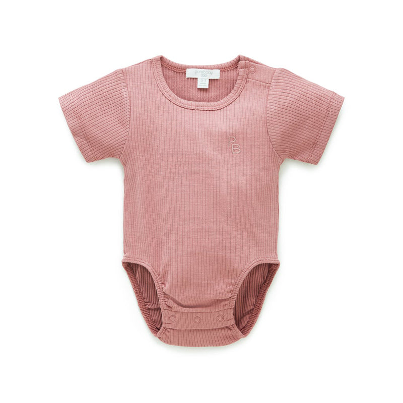 purebaby rib short sleeve bodysuit newborn baby bodysuit