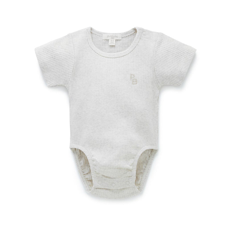 purebaby rib short sleeve bodysuit newborn baby bodysuit