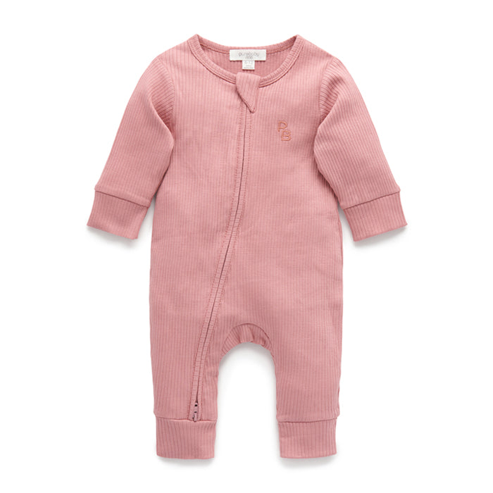 Lavender Rib Zip Growsuit