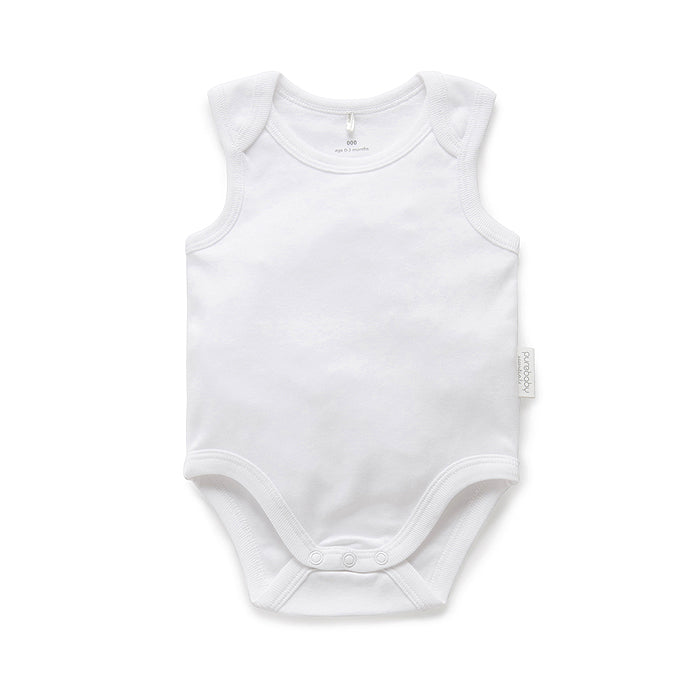 purebaby organic cotton singlet bodysuit white