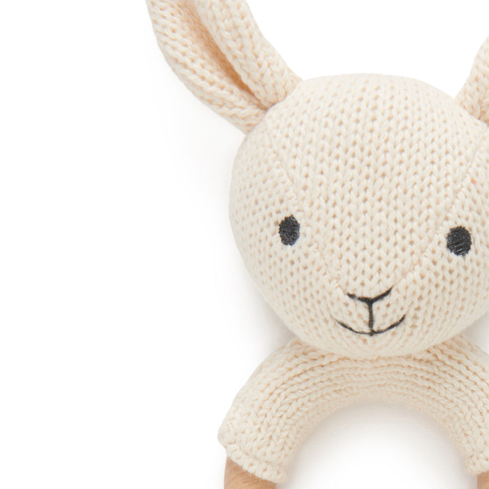 purebaby knitted bunny rattle for newborn baby
