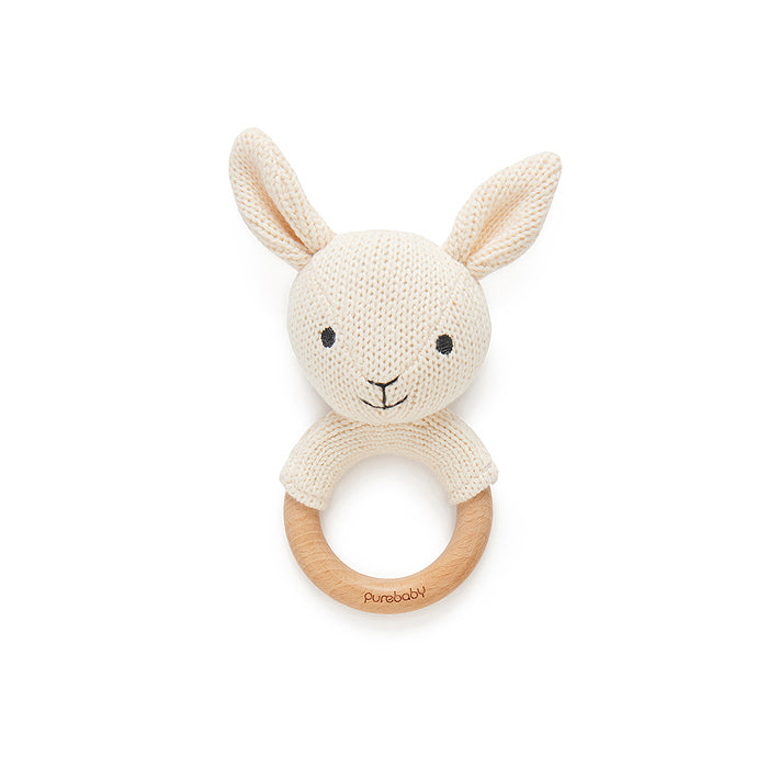 purebaby knitted bunny rattle for newborn baby