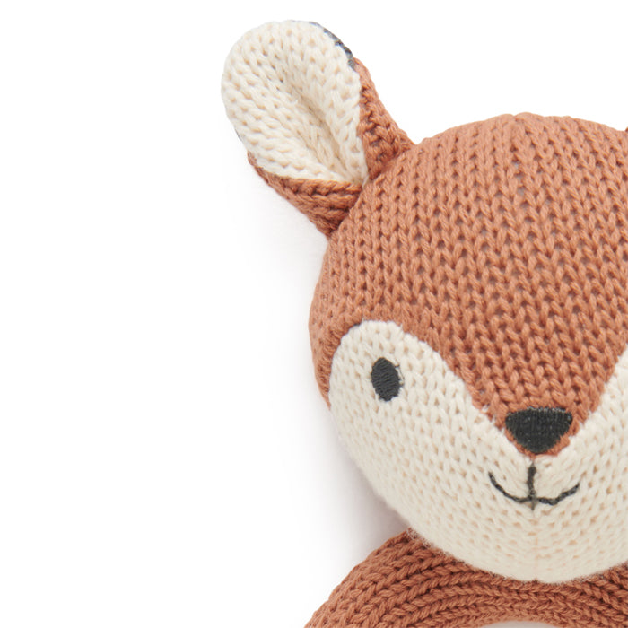 purebaby knitted fox rattle for newborn baby