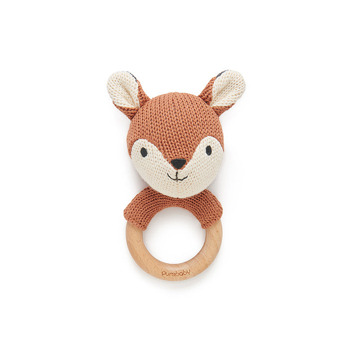 purebaby knitted fox rattle for newborn baby