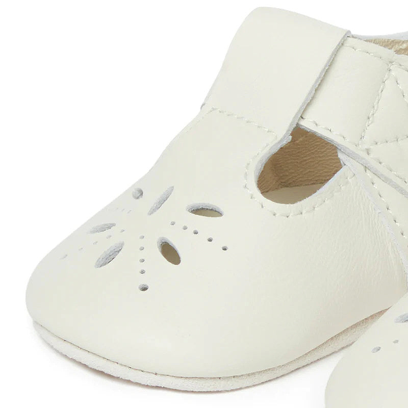 purebaby leather eyelet tbar vanilla baby shoes and pre walkers