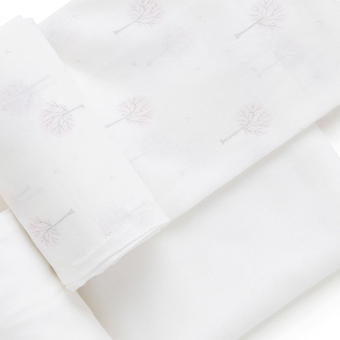 Muslin Swaddle Wrap in Pale Pink Tree (Pack of 2)