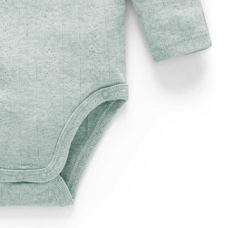 Pointelle LS Wrap Bodysuit Fern Melange