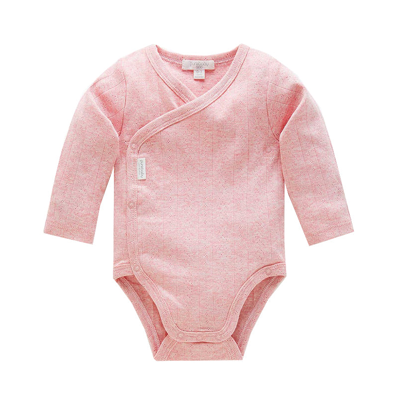 purebaby organic pointelle long sleeve wrap bodysuit newborn baby