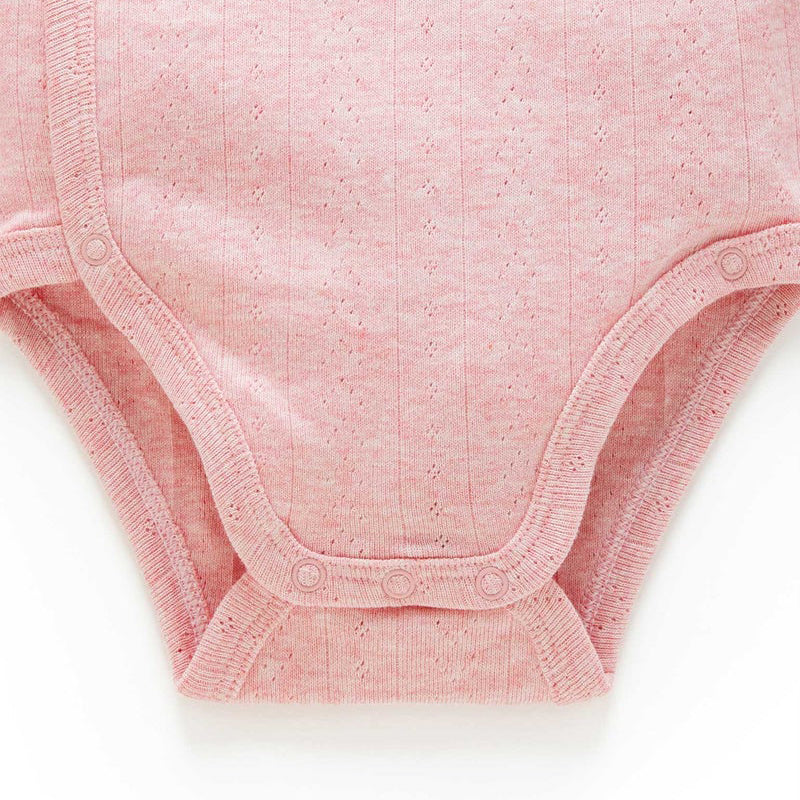 Pointelle LS Wrap Bodysuit Peony Melange