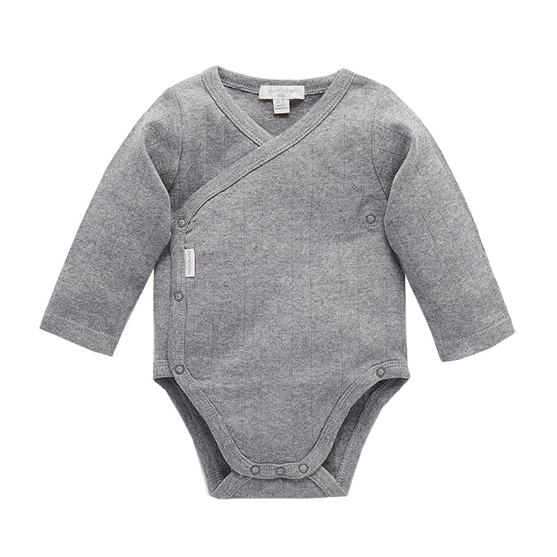 purebaby organic pointelle long sleeve wrap bodysuit newborn baby