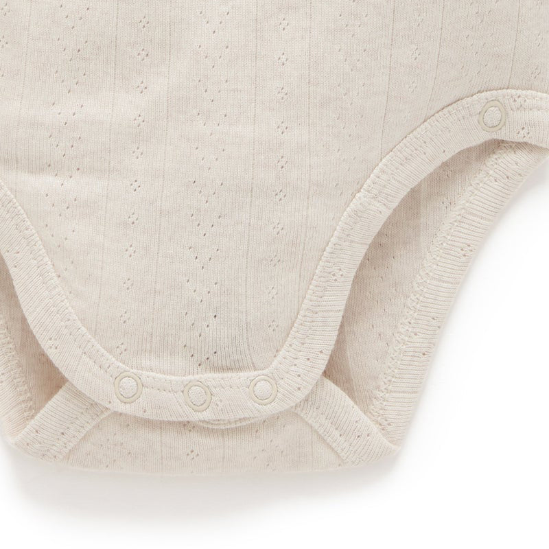 Pointelle LS Wrap Bodysuit Wheat Melange
