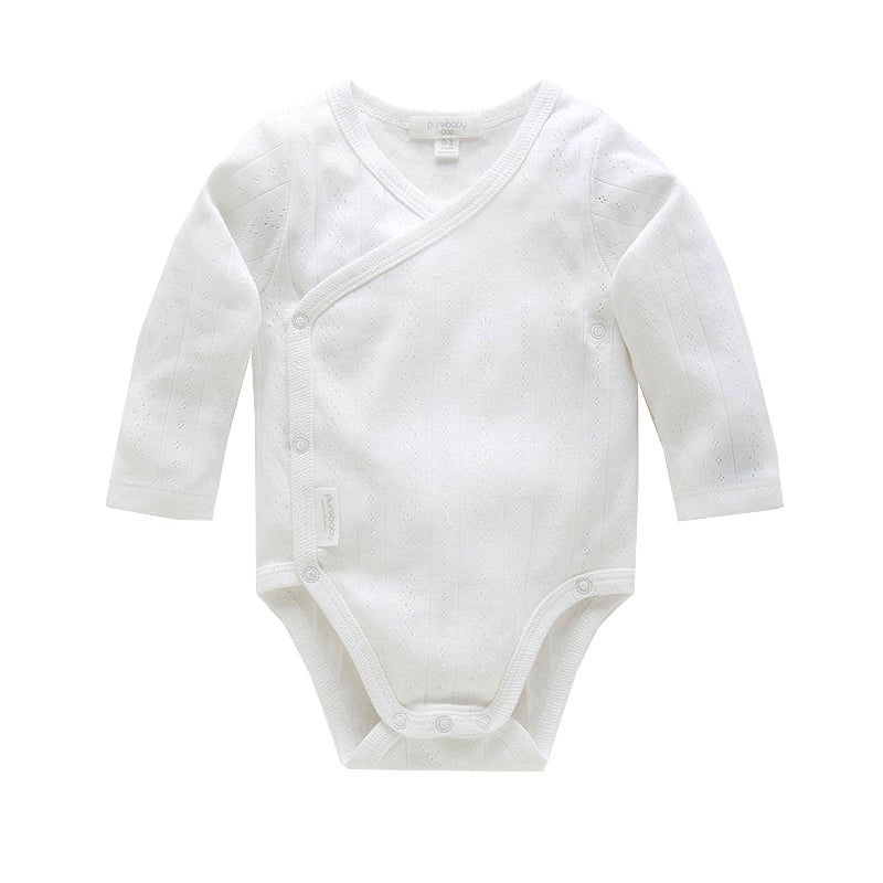 purebaby organic pointelle long sleeve wrap bodysuit newborn baby