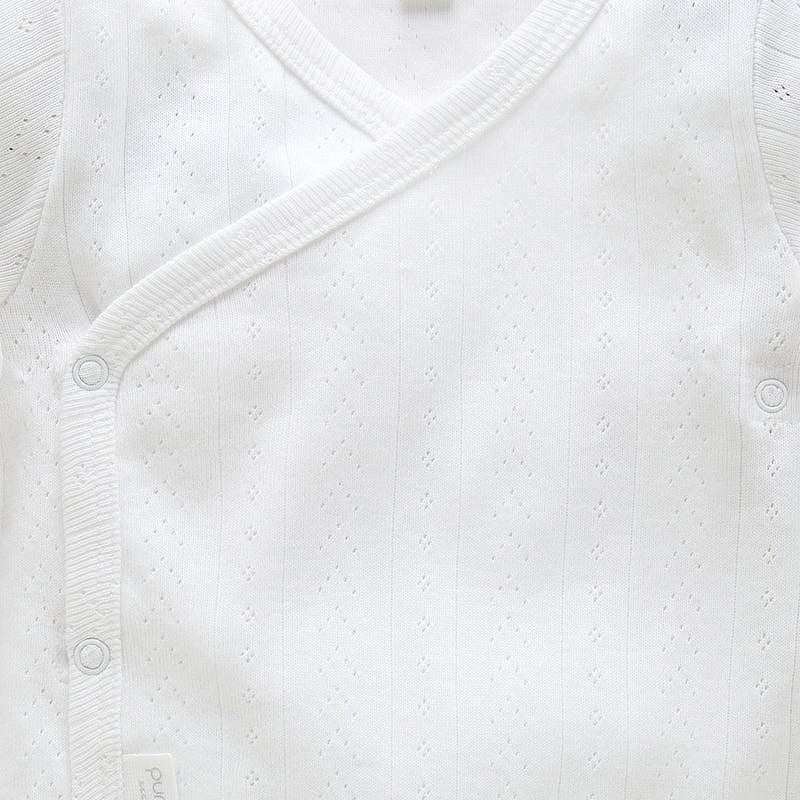 Pointelle LS Wrap Bodysuit White