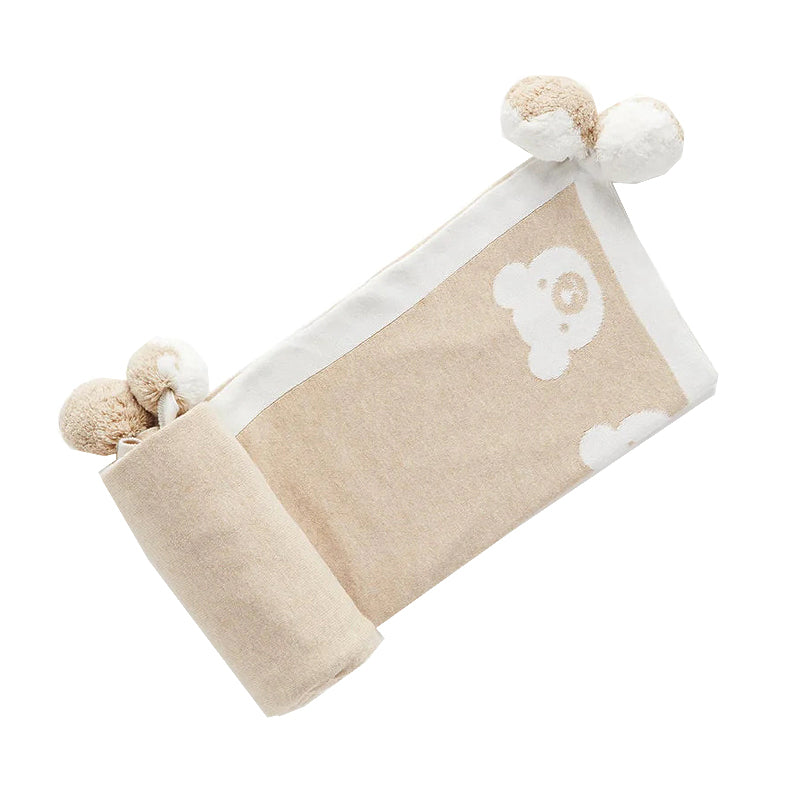 Latte Bear Pom Pom Blanket