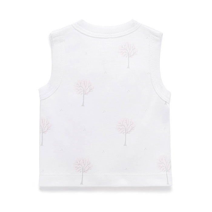 Premie Cross Over Singlet in Pale Pink Tree