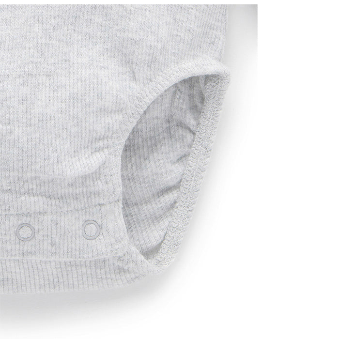 purebaby ribbed long sleeve bodysuit pale grey melange organic cotton baby