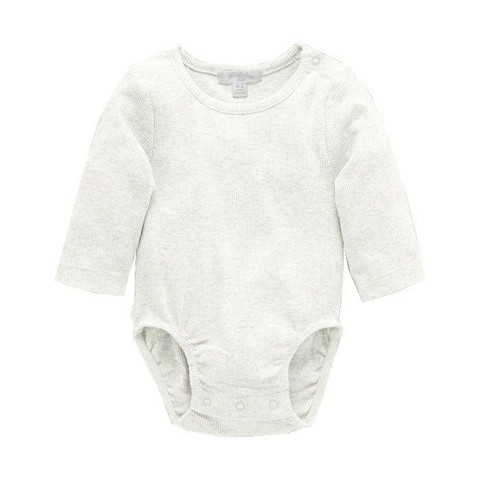 purebaby ribbed long sleeve bodysuit vanilla organic cotton baby