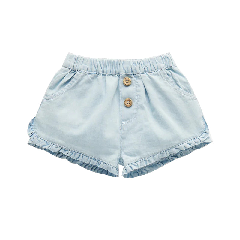 Pineapple Denim Ruffle Shorts