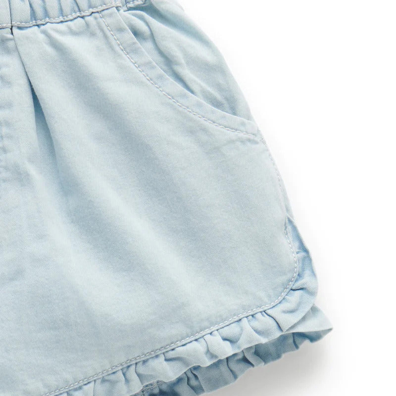 Pineapple Denim Ruffle Shorts