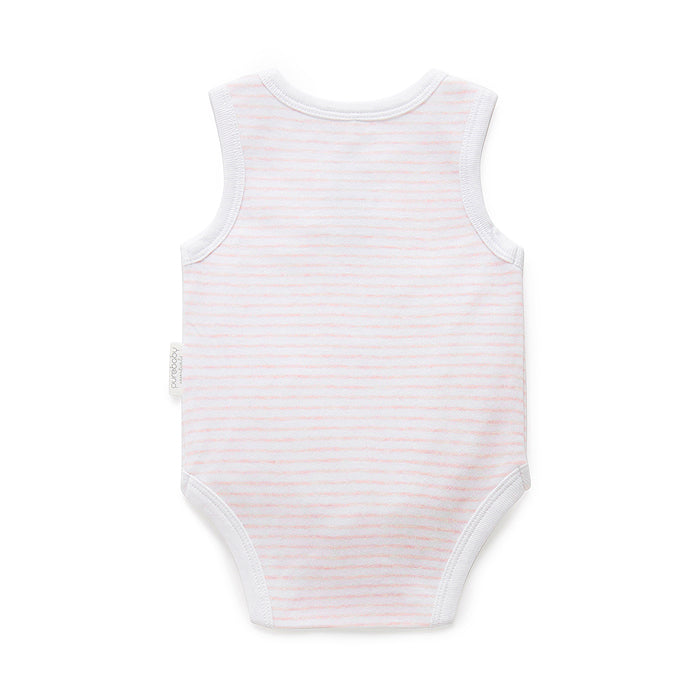 purebaby singlet bodysuit pale pink melange organic cotton baby clothes