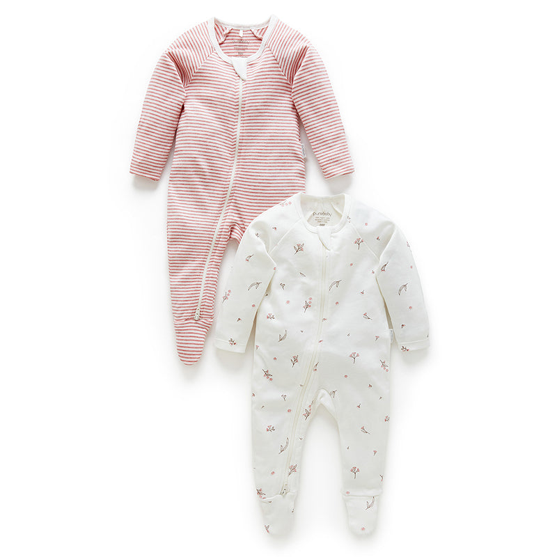 purebaby zip growsuit newborn baby organic cotton clothes