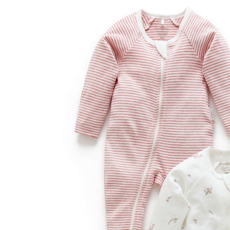 purebaby zip growsuit newborn baby organic cotton clothes