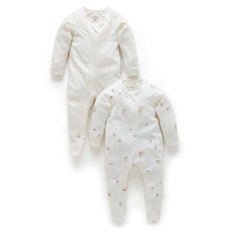 purebaby zip growsuit newborn baby organic cotton clothes