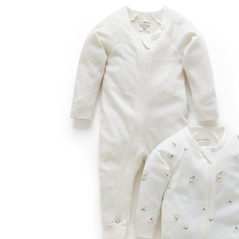 purebaby zip growsuit newborn baby organic cotton clothes