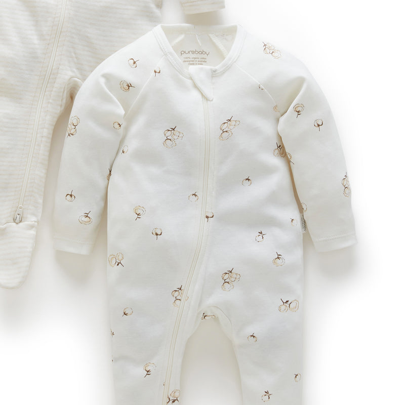 Vanilla Cottonbud Zip Growsuit (Pack of 2)
