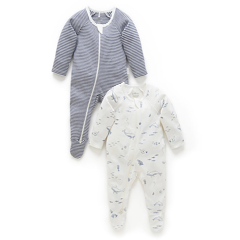 purebaby zip growsuit newborn baby organic cotton clothes