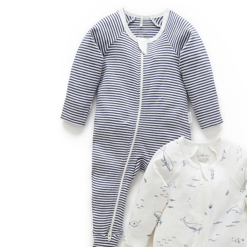 purebaby zip growsuit newborn baby organic cotton clothes