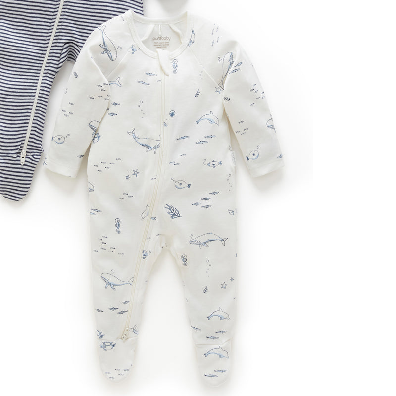 Vanilla Nautical Zip Growsuit (Pack of 2)
