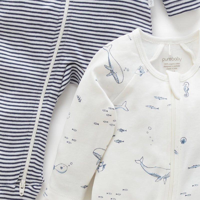 Vanilla Nautical Zip Growsuit (Pack of 2)