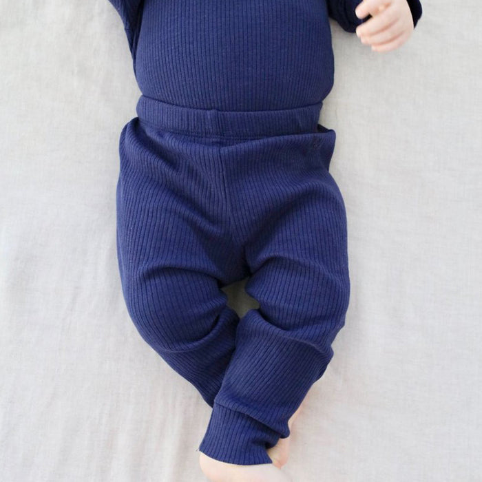 purebaby rib legging winter navy baby