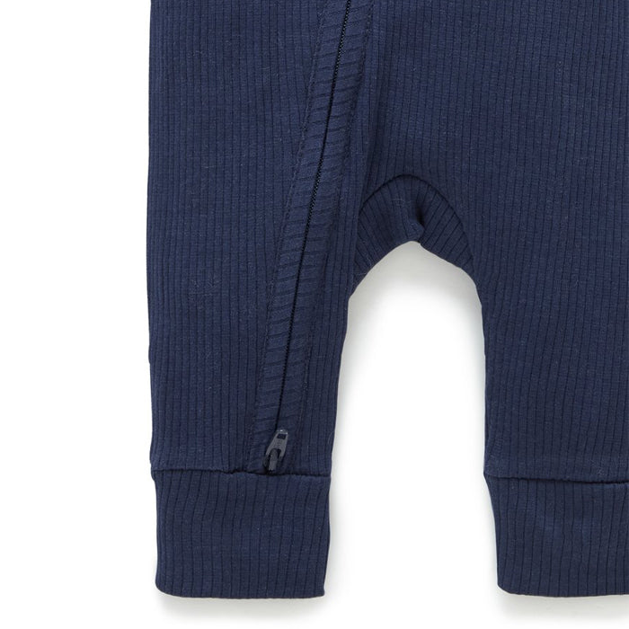 Winter Navy Rib Zip Growsuit