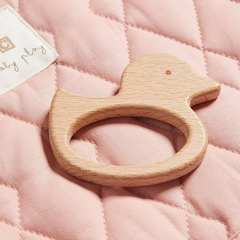purebaby wooden ducky teether newborn baby toy gift