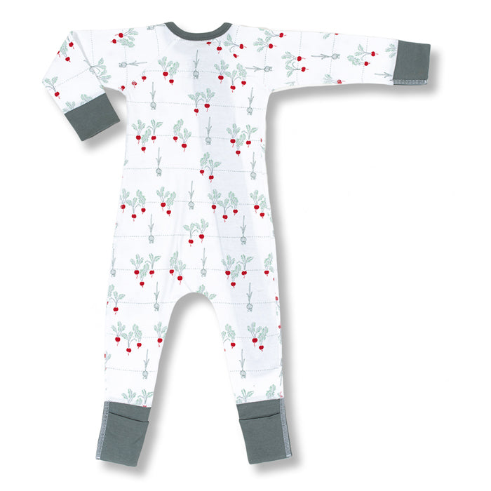 sapling baby organic cotton clothes radish zip romper