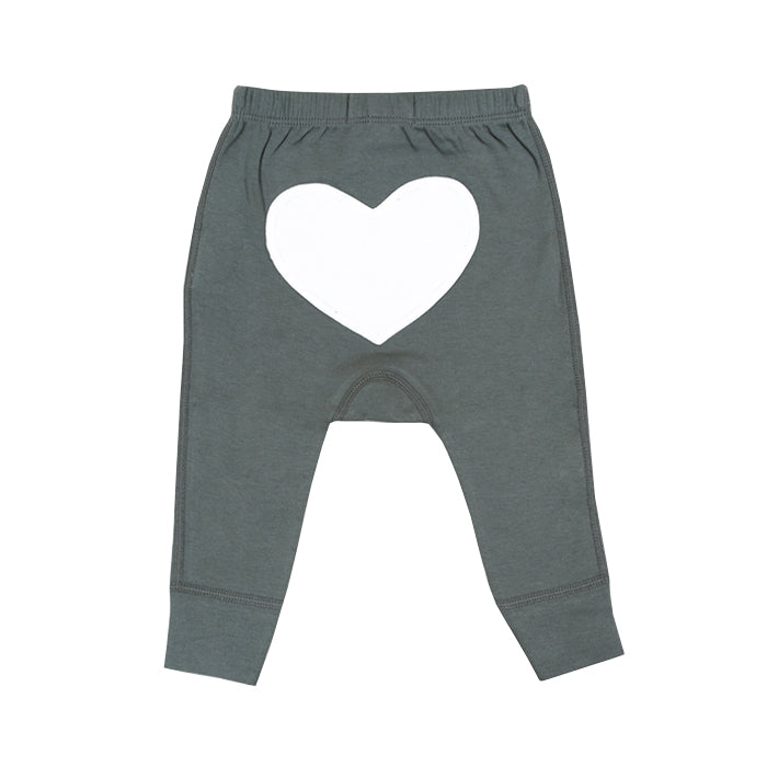 sapling baby organic cotton clothes pebble grey heart pants