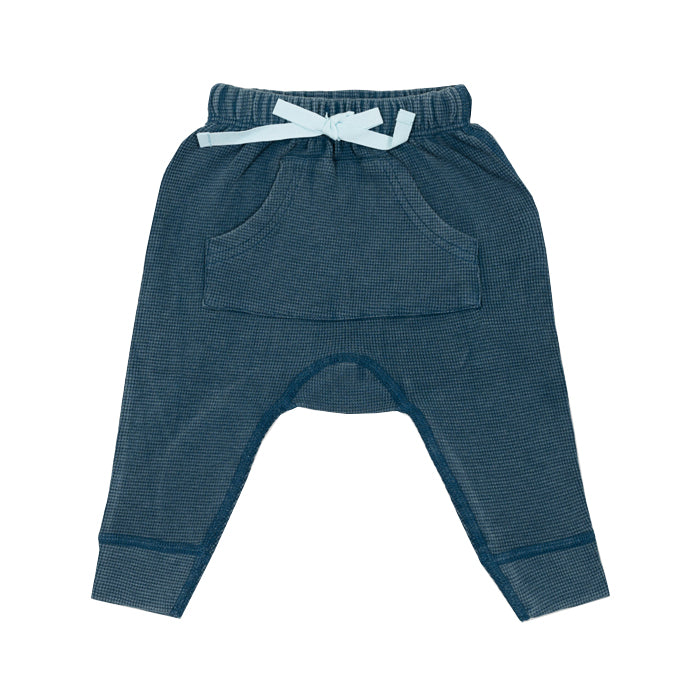 sapling child vintage blue waffle pants organic cotton baby