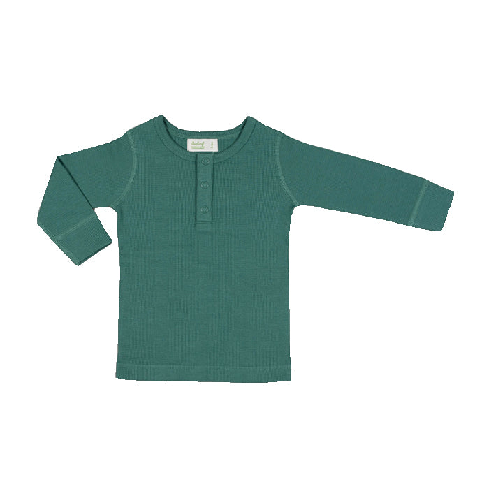 sapling organic cotton clothes for baby spruce green waffle long sleeve tee