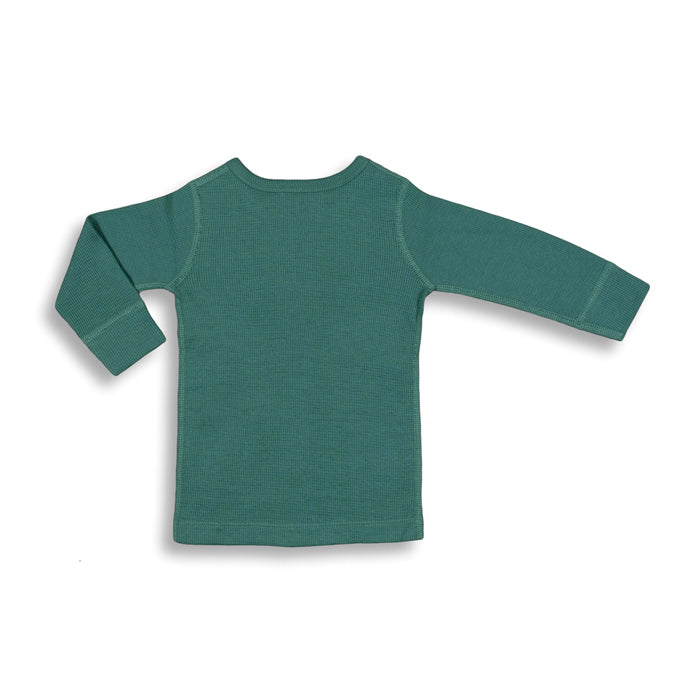 sapling organic cotton clothes for baby spruce green waffle long sleeve tee