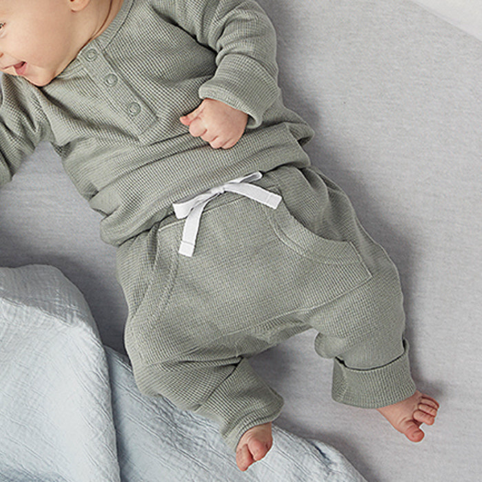 saplingchild organic cotton baby wear alpine grey waffle pants